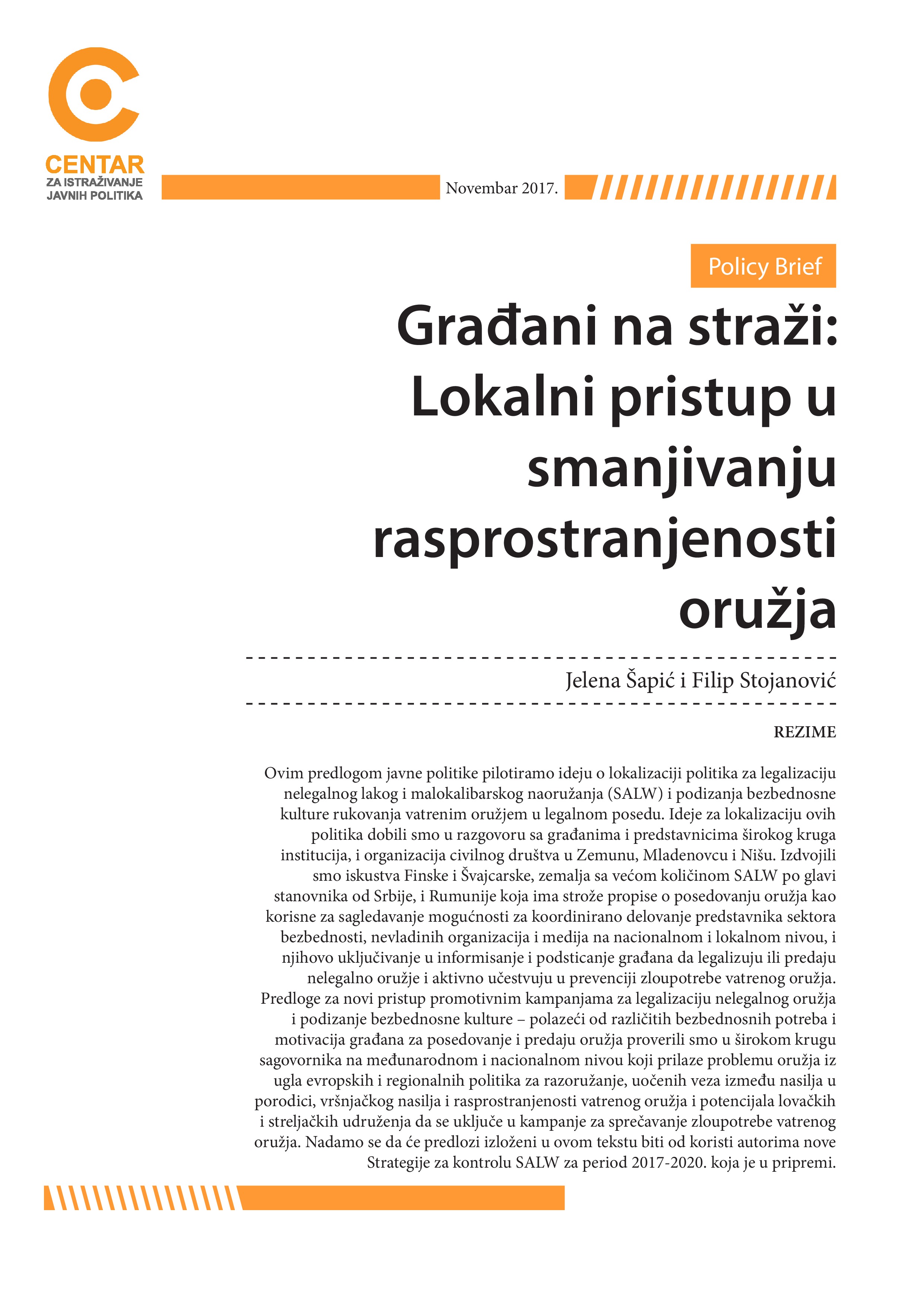 Građani na straži: Lokalni pristup u smanjivanju rasprostranjenosti oružja