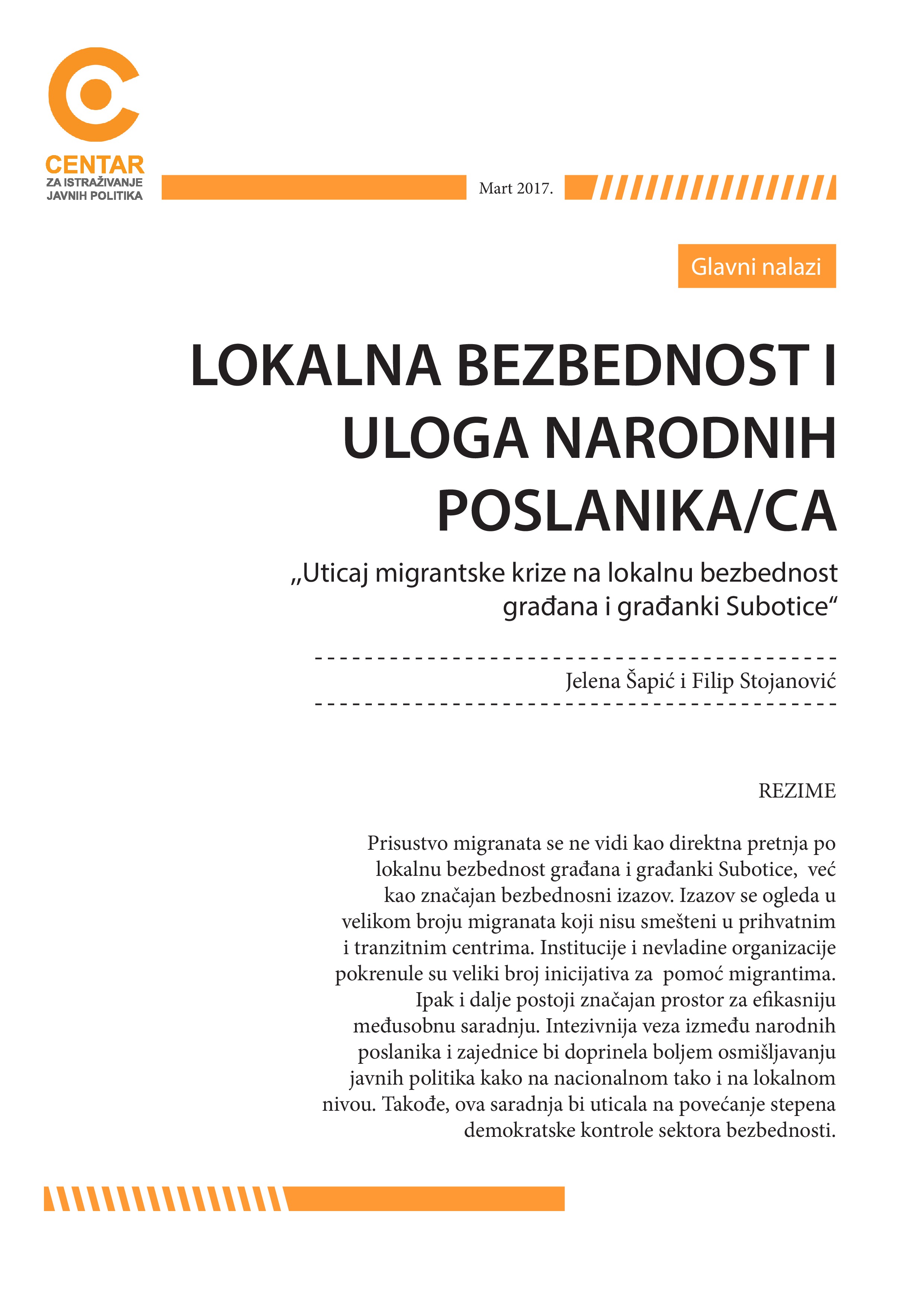Uticaj migrantske krize na bezbednost građana/ki Subotice 